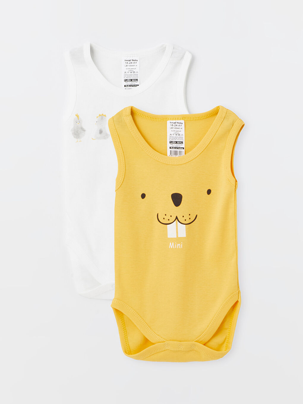 Ekru Bisiklet Yaka Erkek Bebek Çıtçıtlı Body 2'li