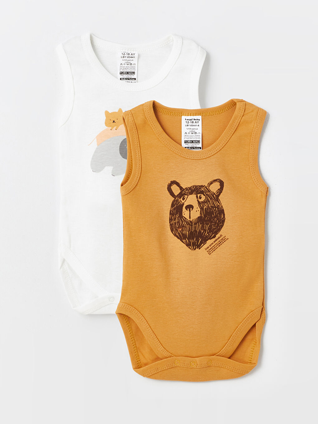 Luggi Baby Kahverengi Bisiklet Yaka Erkek Bebek Çıtçıtlı Bodysuit 2'li
