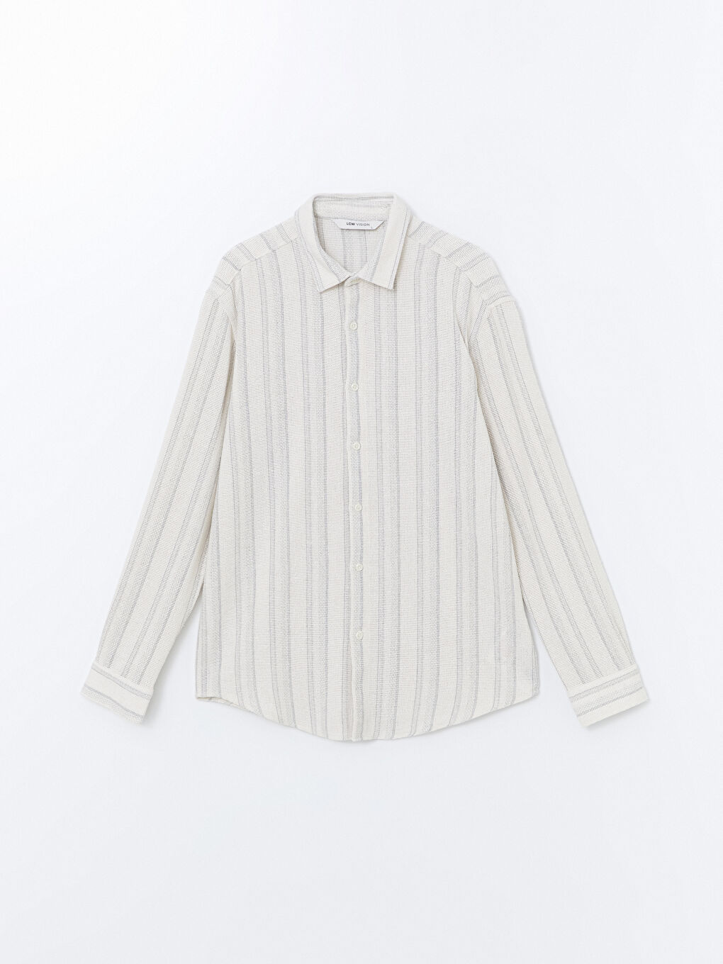 Gri Regular Fit Uzun Kollu Çizgili Erkek Gömlek-4