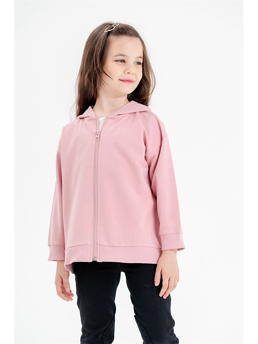 Mışıl Kids Pembe Kız Bebek Fermuarlı Sweatshirt