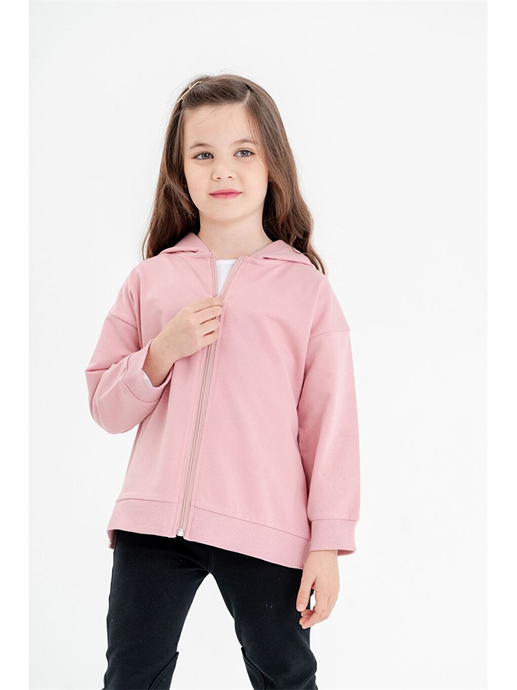 Mışıl Kids Pembe Kız Bebek Fermuarlı Sweatshirt - 2