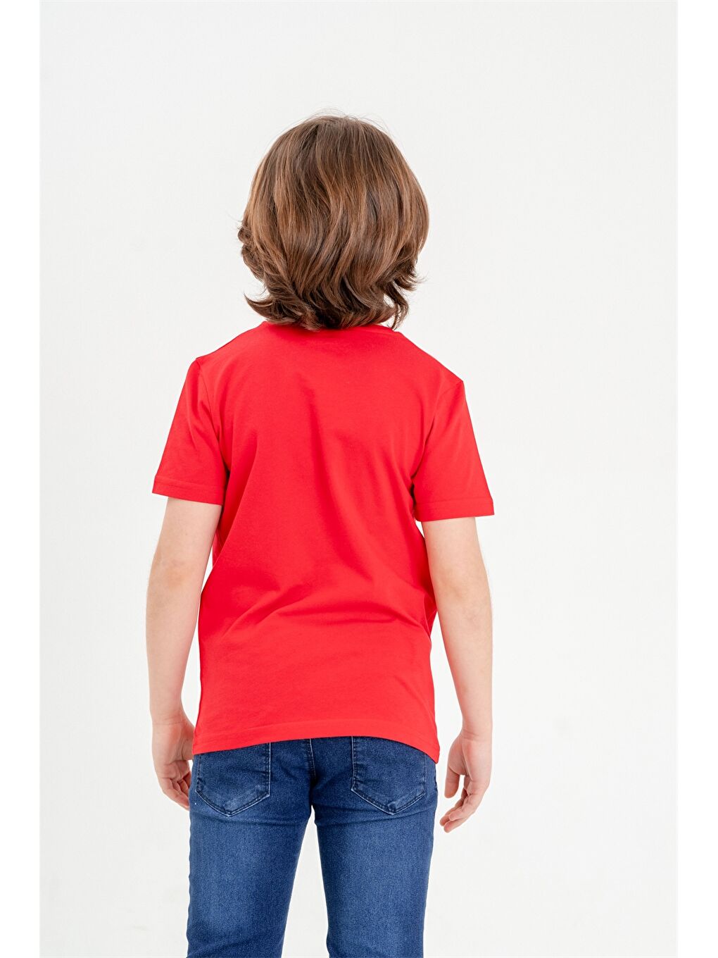 Kırmızı Bisiklet Yaka Baskılı Erkek Çocuk Tişört-3