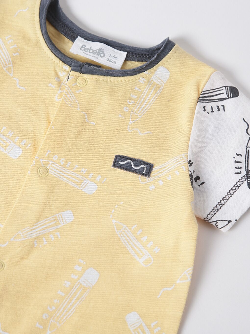 Sarı Bisiklet Yaka Kısa Kollu Erkek Bebek Tulum-2
