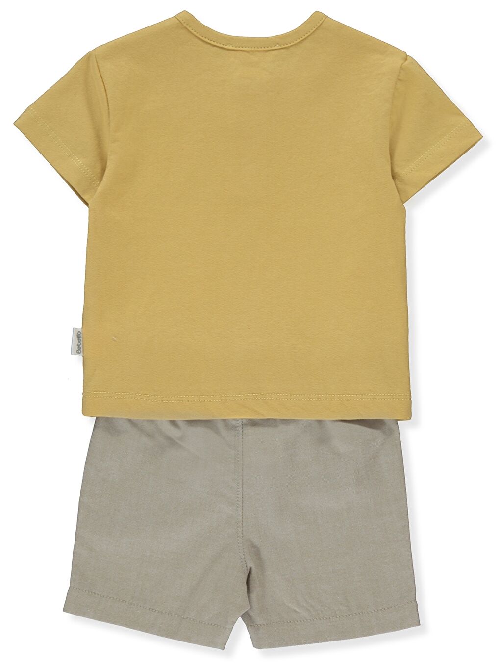 Bej Bisiklet Yaka Baskılı Erkek Bebek 2'li Takım-1