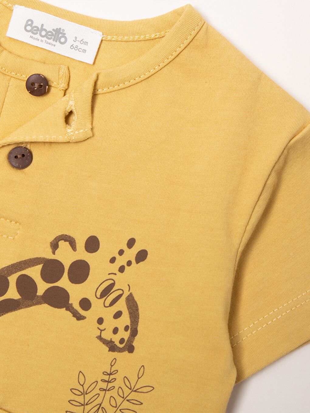 Bej Bisiklet Yaka Baskılı Erkek Bebek 2'li Takım-2