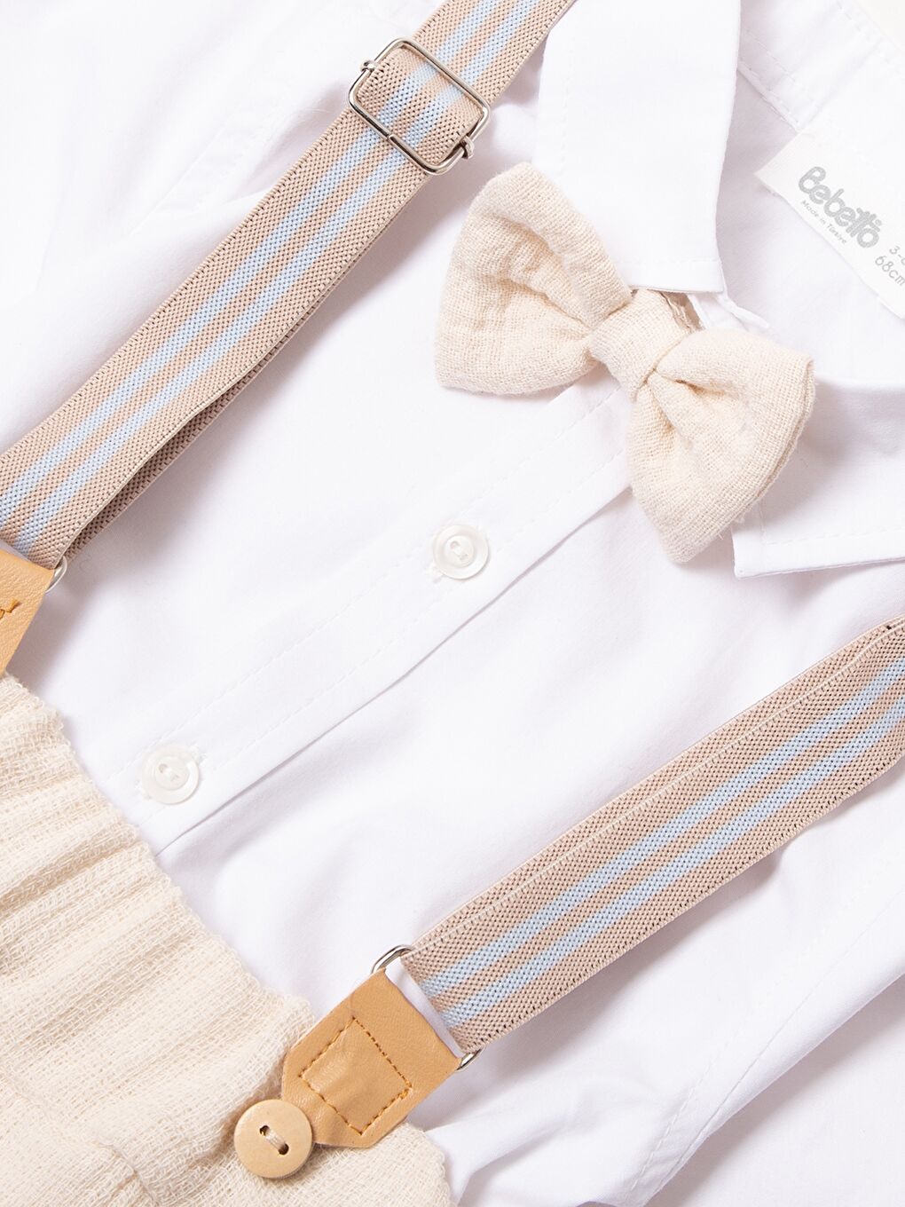 Bej Gömlek Yaka Erkek Bebek Takım 4'lü-2