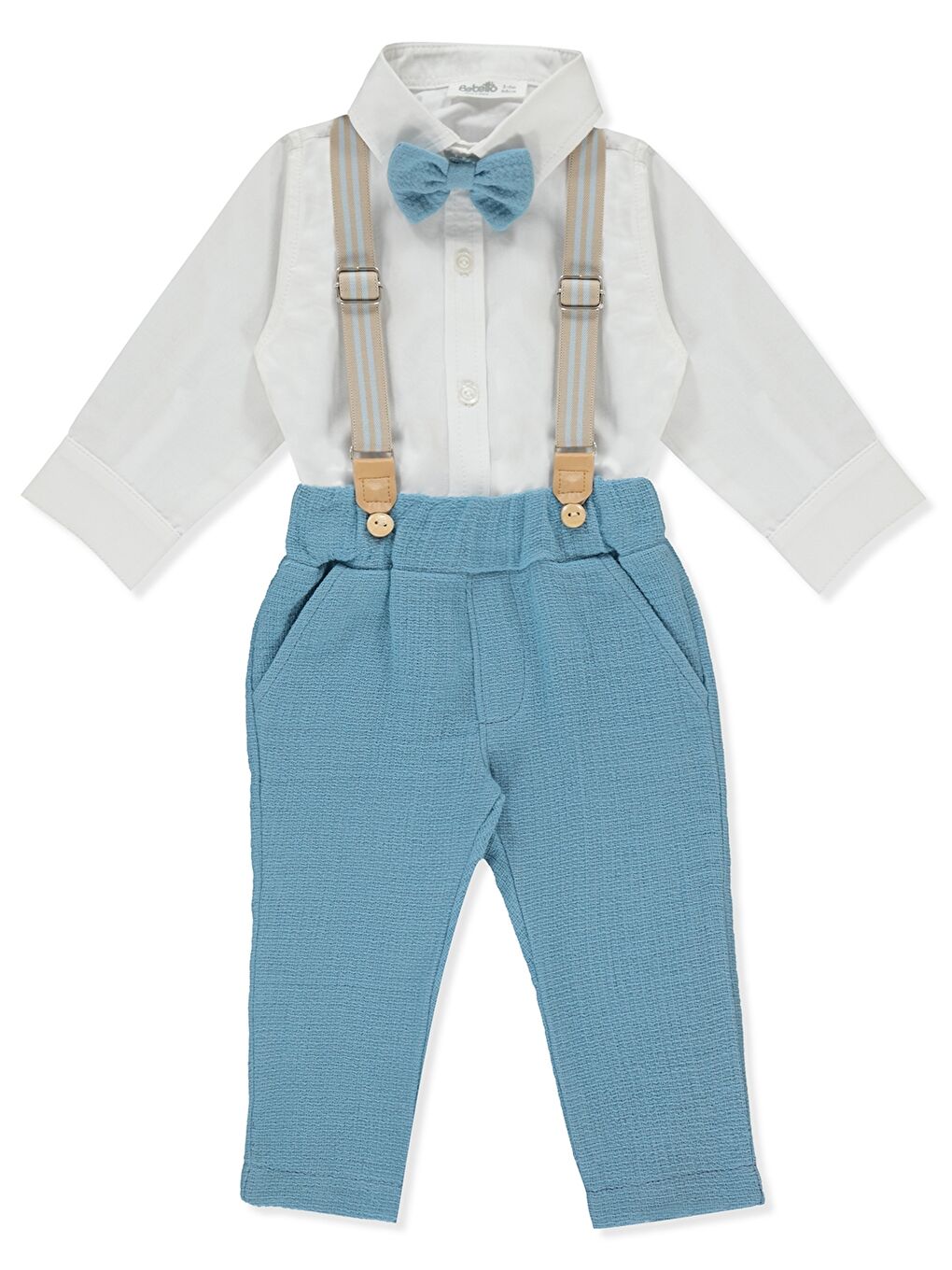Mavi Gömlek Yaka Erkek Bebek Takım 4'lü