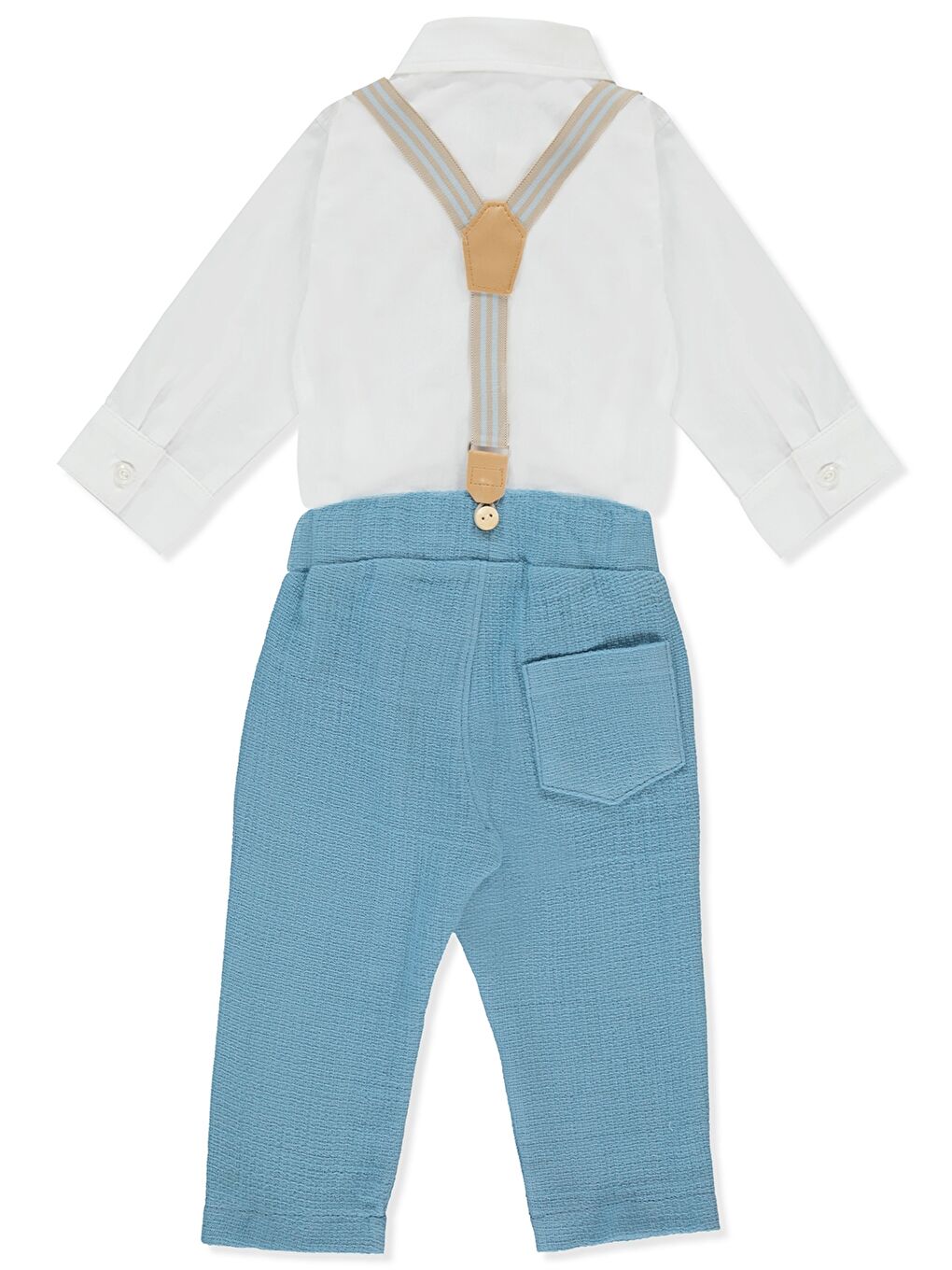 Mavi Gömlek Yaka Erkek Bebek Takım 4'lü-1