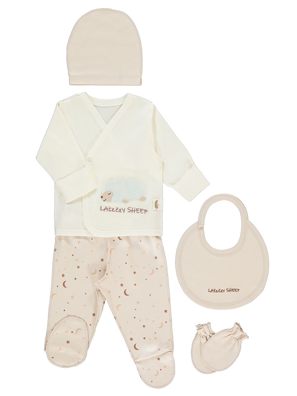 Bej V Yaka Kız Bebek Takım