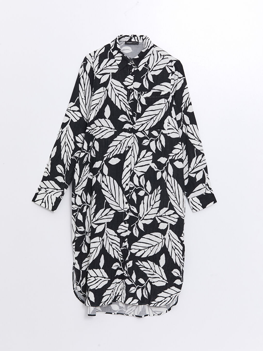 Siyah Desenli Uzun Kollu Kadın Gömlek Tunik-5