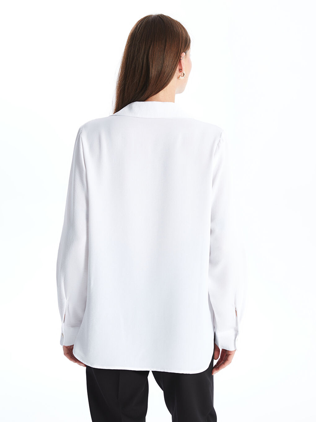 Plain Long Sleeve Women's Shirt -S4ME75Z8-EEW