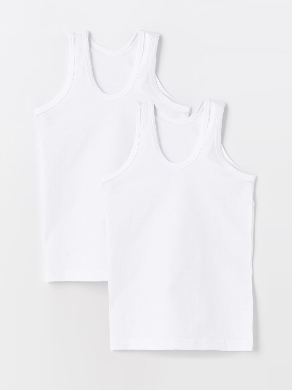 Beyaz Bisiklet Yaka Erkek Çocuk Atlet 2'li