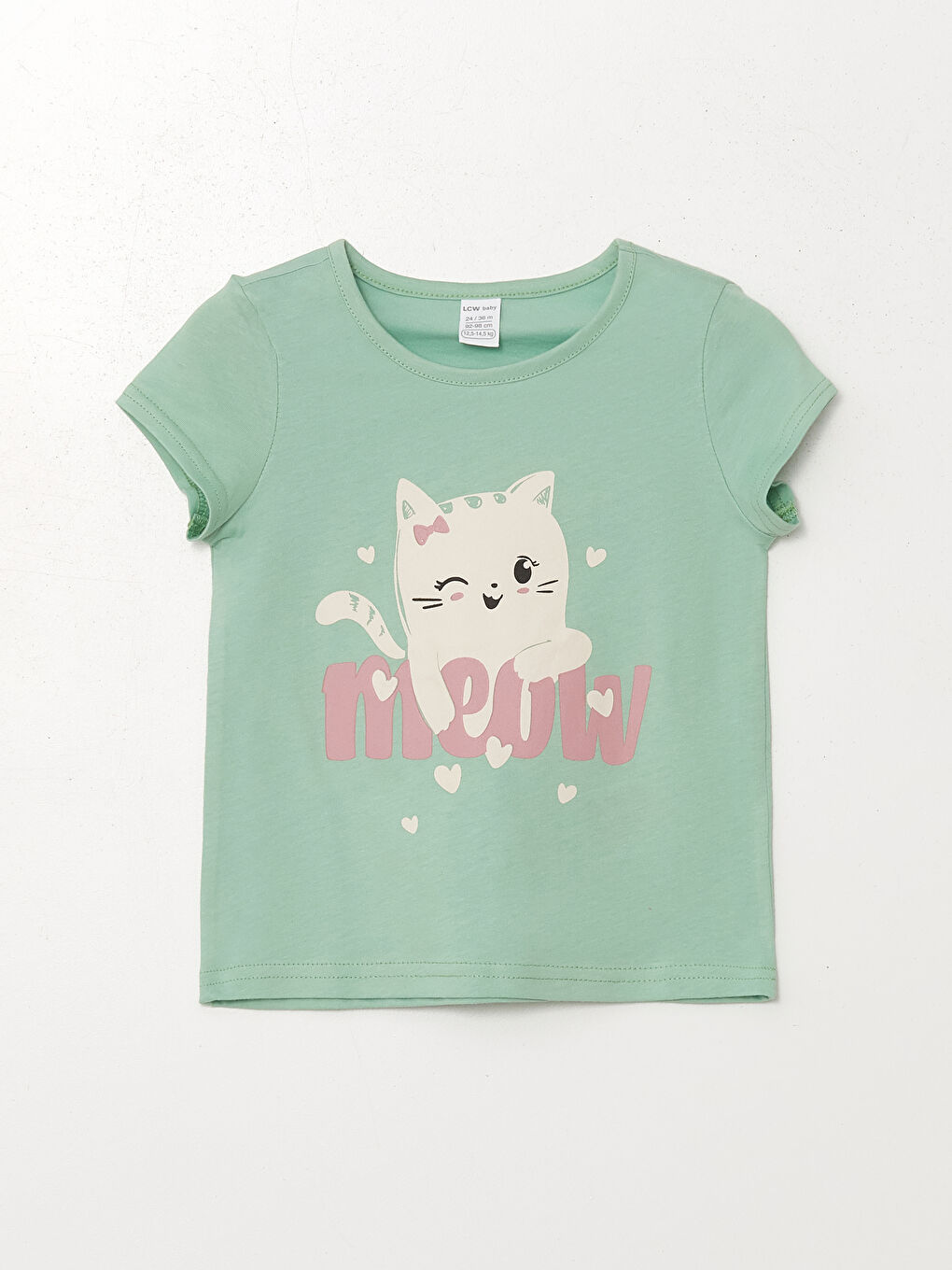 მრგვალი საყელო ნაბეჭდი მოკლე სახელო ბავშვის გოგონებისთვის მაისური