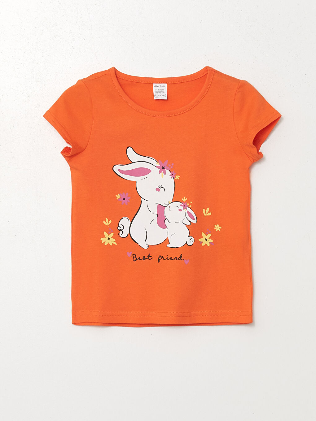 Turuncu Bisiklet Yaka Baskılı Kısa Kollu Kız Bebek Tişört