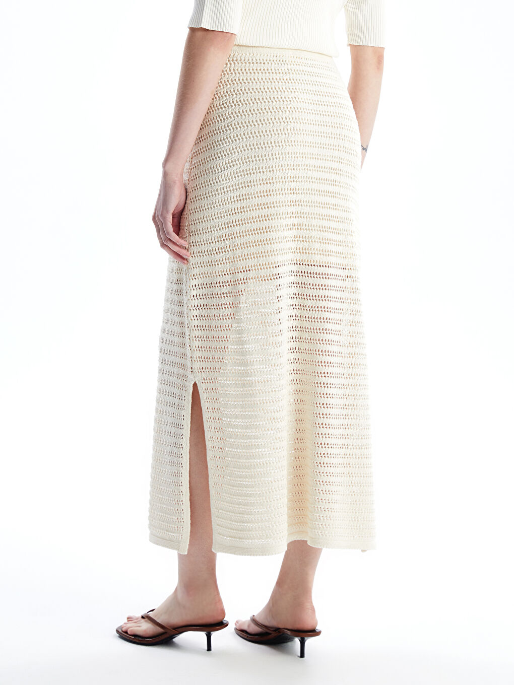 Elasticated Waist Hole-Knitted Women's Knitwear Skirt -S4MG12Z8-R9J