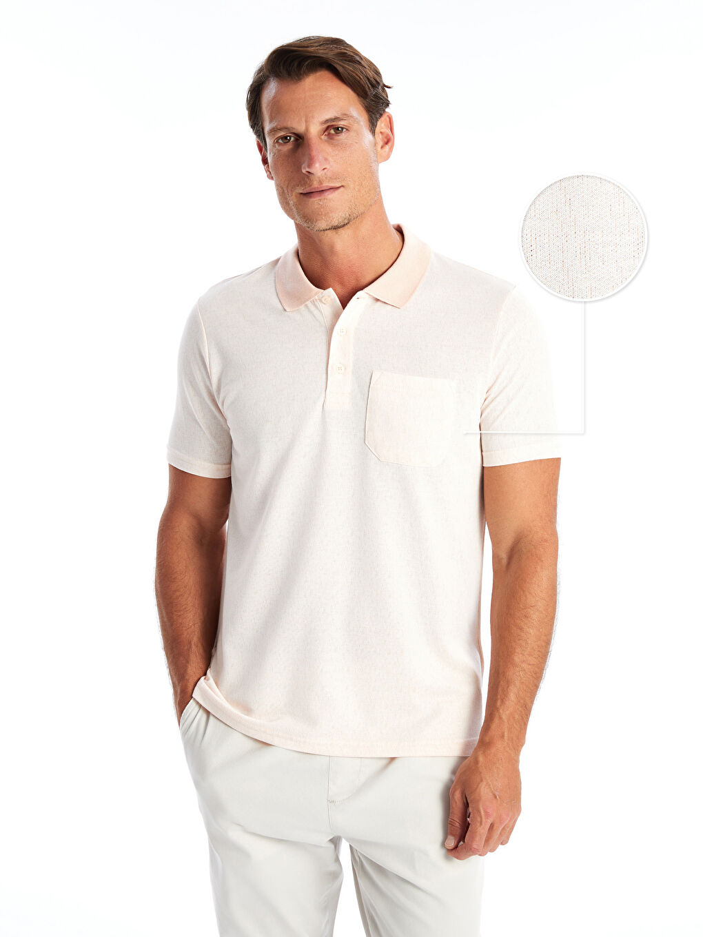 Polo Neck Short Sleeve Men's Textured T-Shirt -S4MG14Z8-MLS