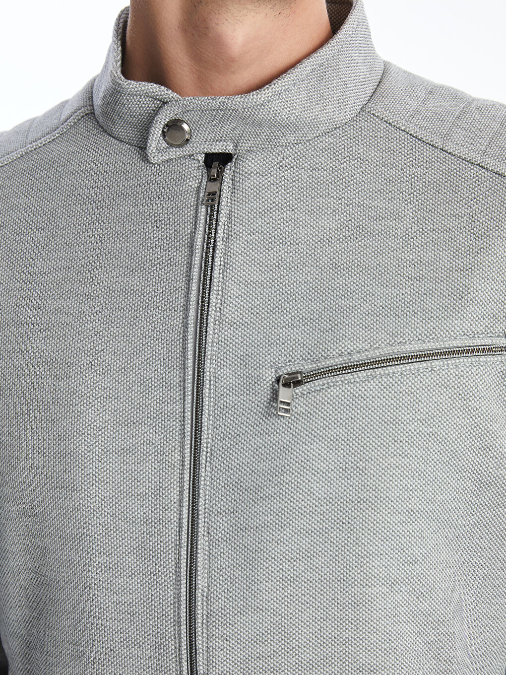 Standard Fit Biker Neck Men's Coat -S4MG30Z8-LAL