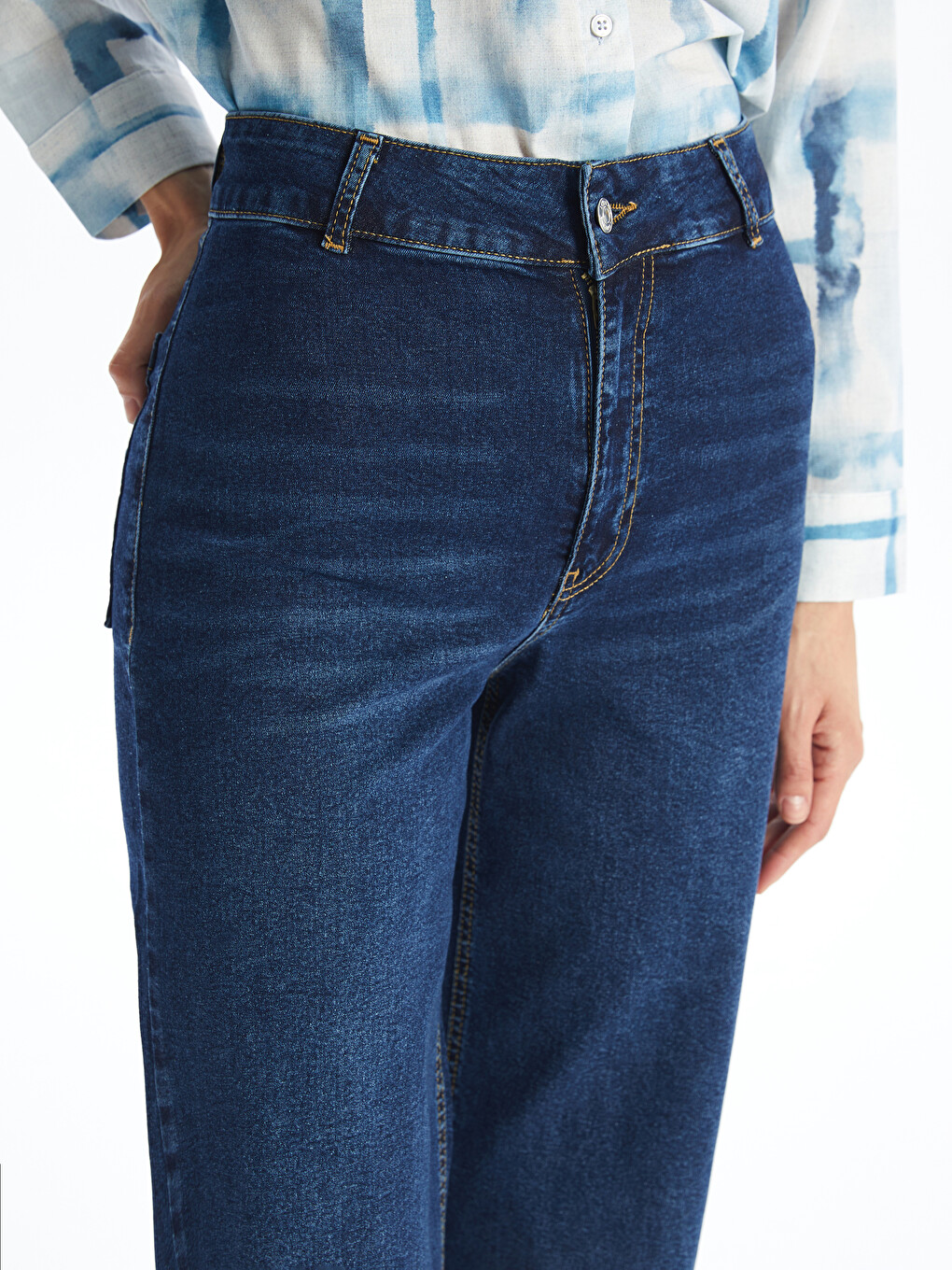 Wideleg Kadın Jean Pantolon-2