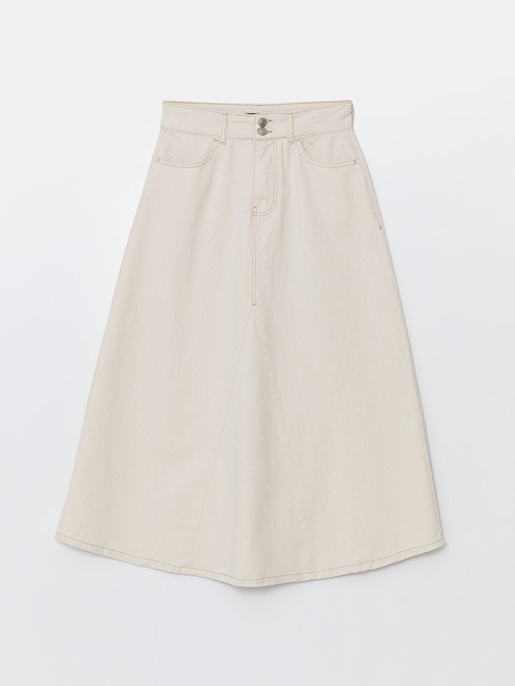LCW Modest Ekru Standart Fit Kadın Jean Etek - 4