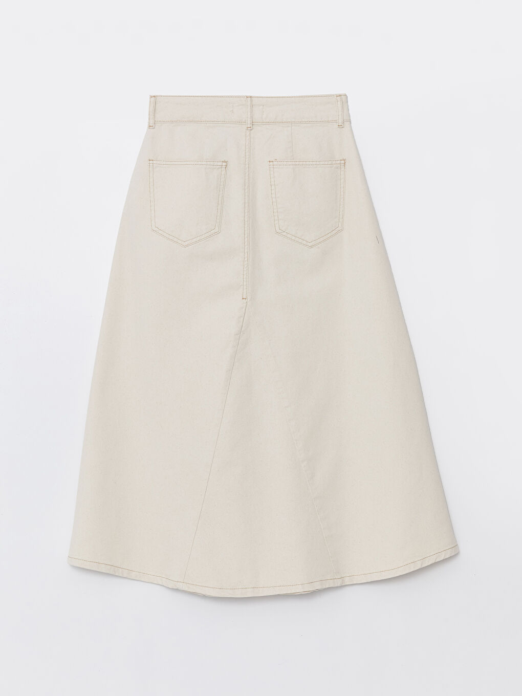 LCW Modest Ekru Standart Fit Kadın Jean Etek - 5