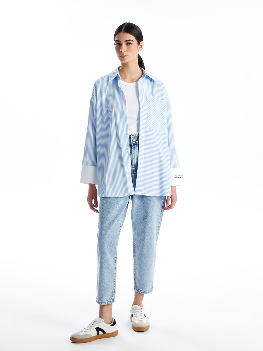 جينز نساء بقصة فضفاضة وخصر مطاطي-1