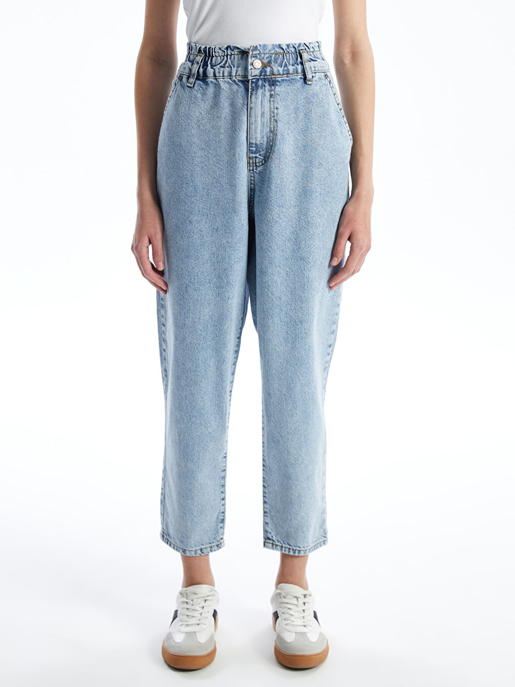 جينز نساء بقصة فضفاضة وخصر مطاطي-2