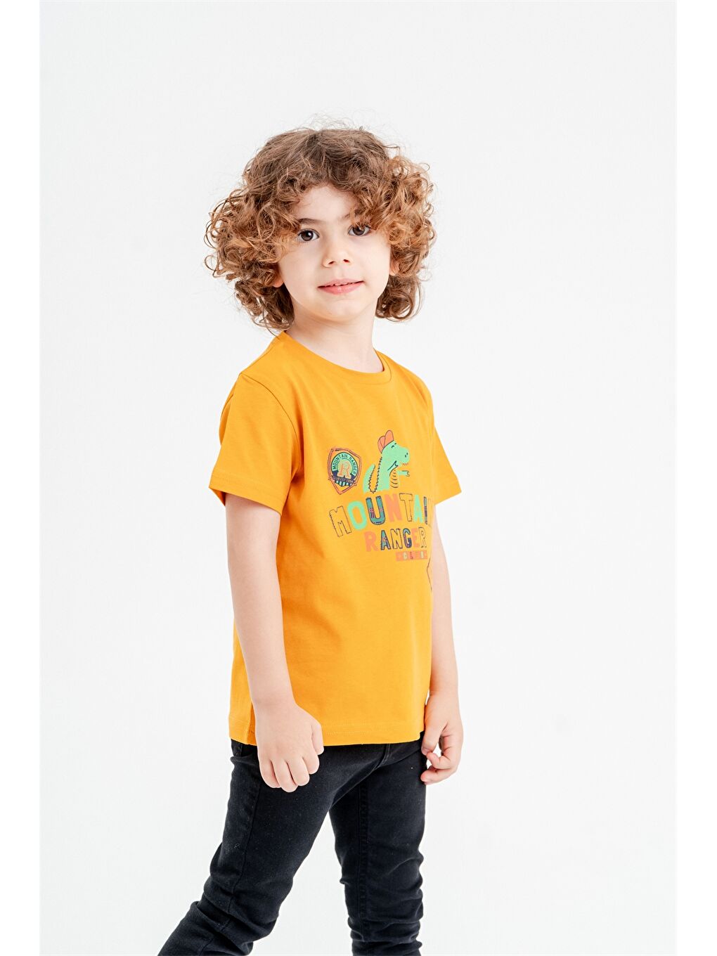 Kahverengi Bisiklet Yaka Baskılı Erkek Bebek Tişört-1