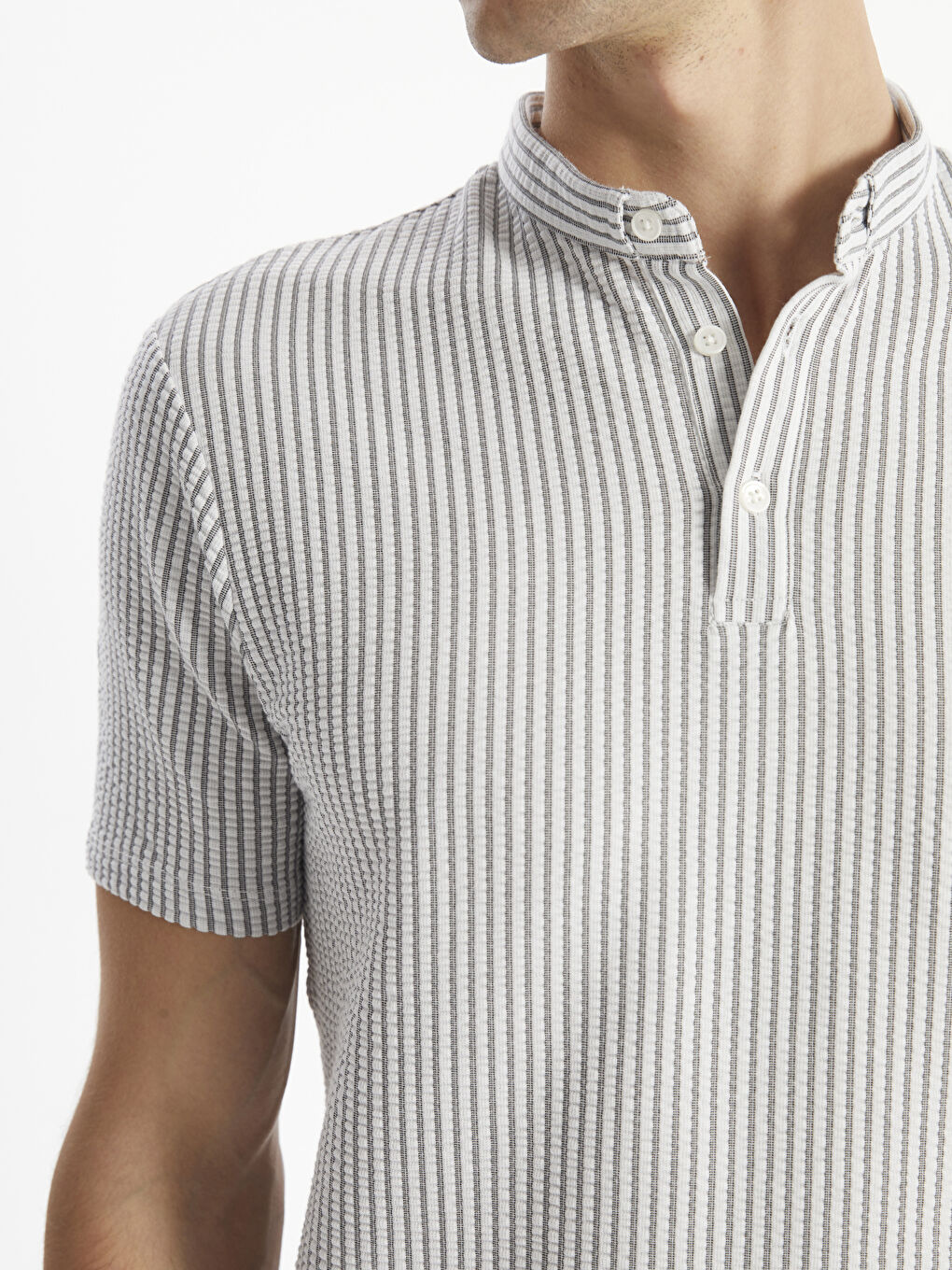 Grandad Collar Short Sleeve Men's T-Shirt -S4MG91Z8-LEG