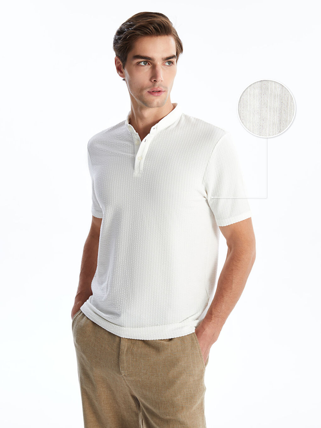 Grandad Collar Short Sleeve Men's T-Shirt -S4MG91Z8-R9J