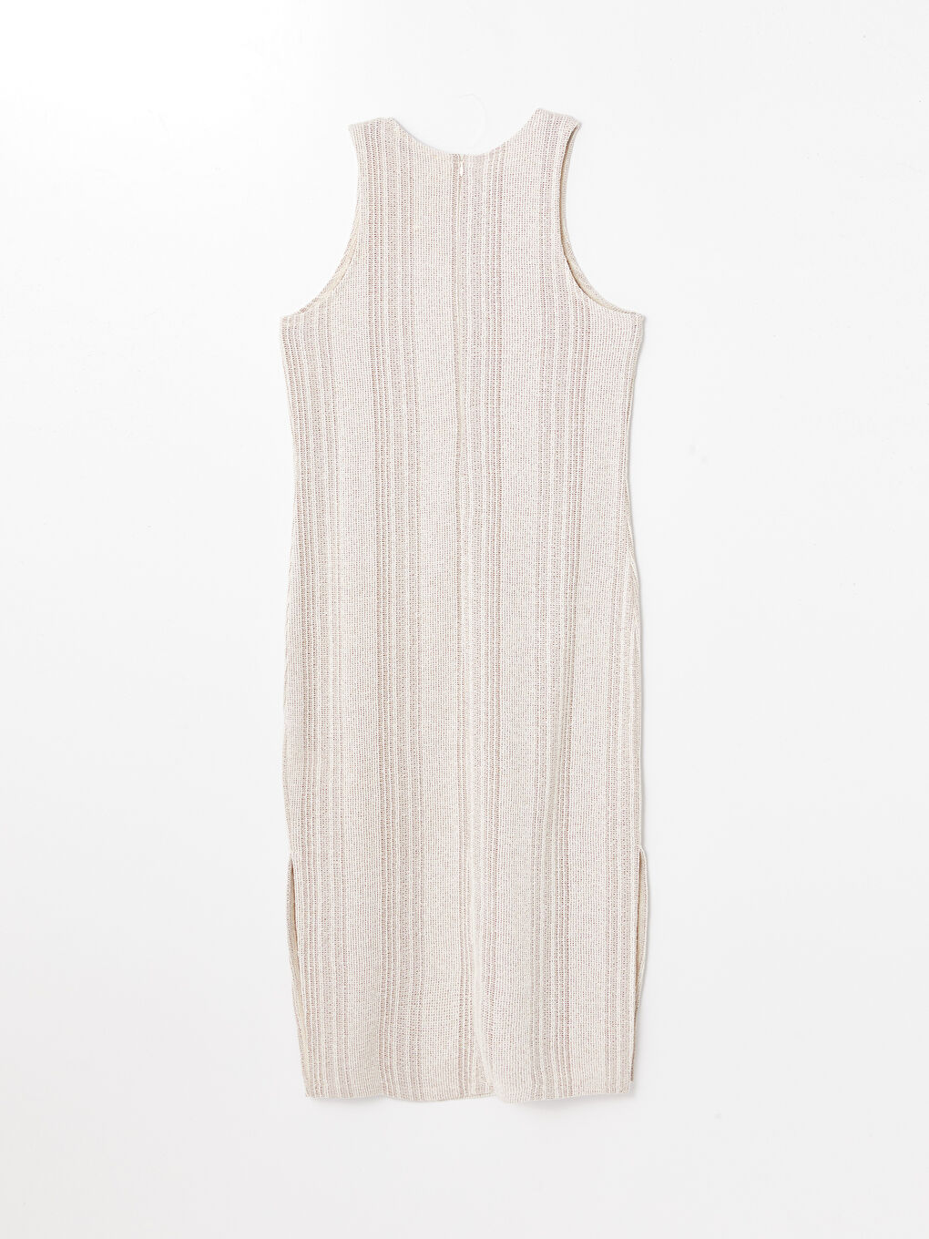 Bej Bisiklet Yaka Desenli Kadın Elbise-5