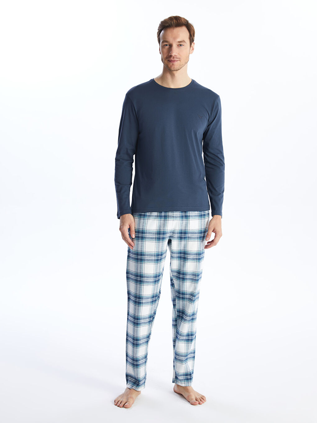 İndigo Standart Kalıp Erkek Pijama Takımı-1