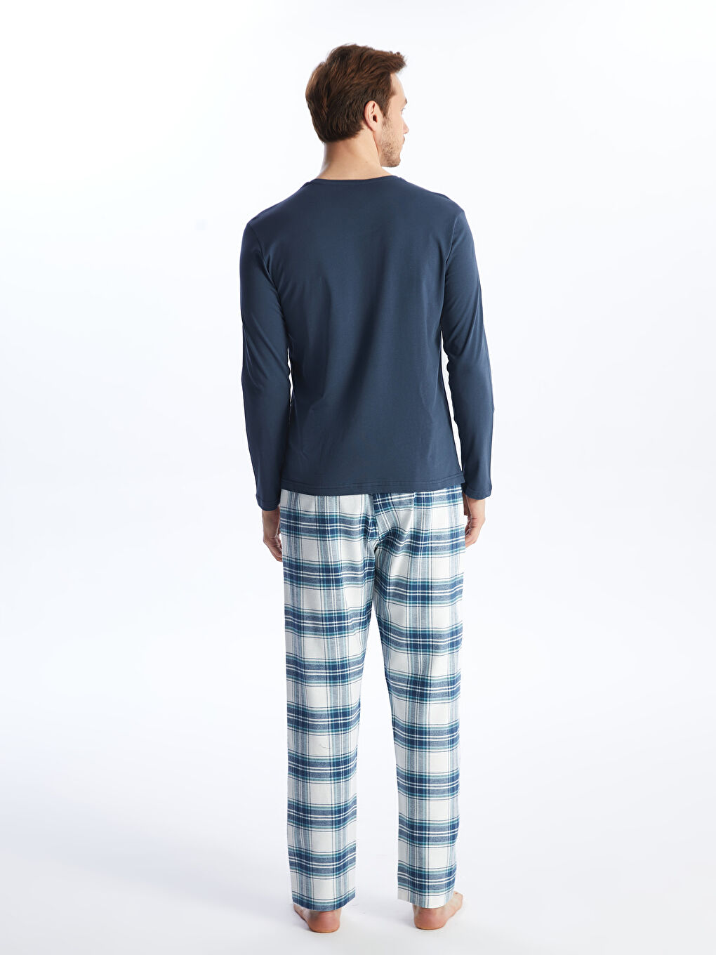 İndigo Standart Kalıp Erkek Pijama Takımı-4