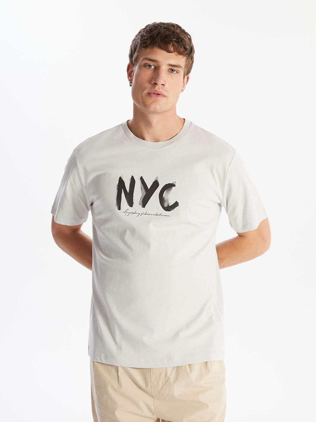 Crew Neck Short Sleeve Printed Combed Cotton Men's T-shirt -S4MH96Z8-SHL