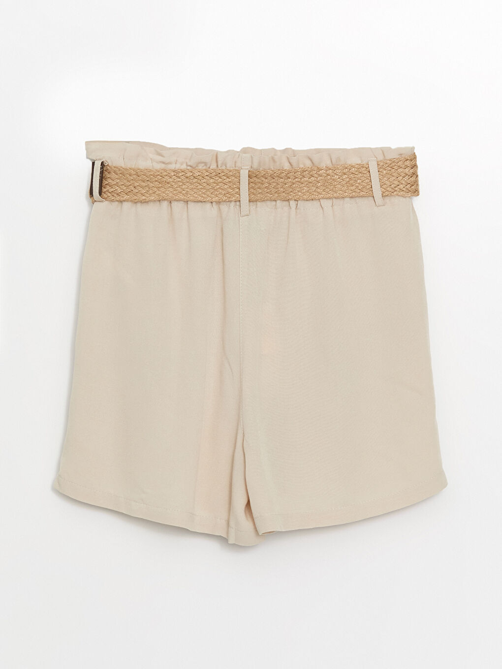 شورت نسائي بحزام خصر من مزيج الكتان-1