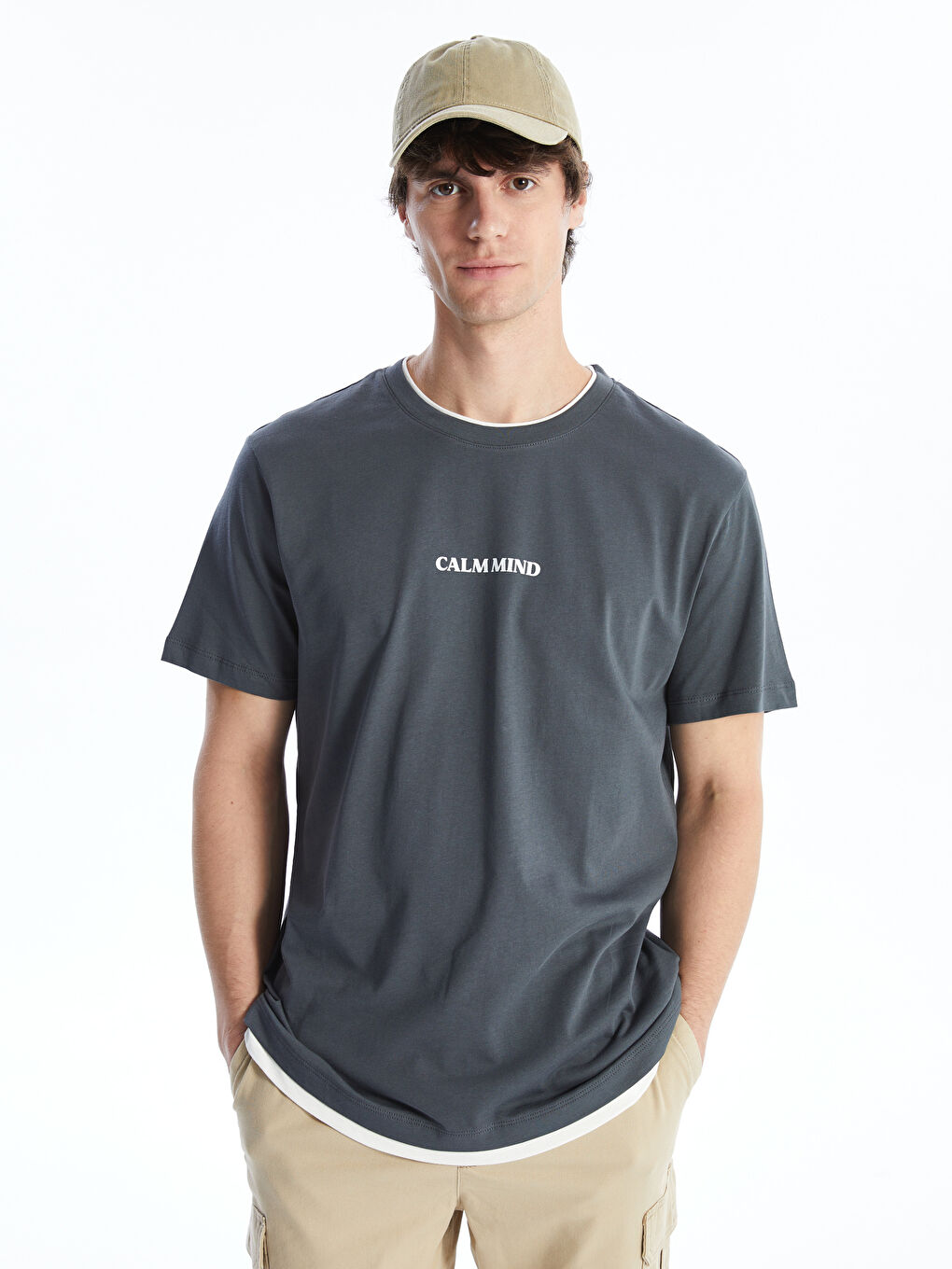 Crew Neck Short Sleeve Printed Combed Cotton Men's T-shirt -S4MI15Z8-YAN