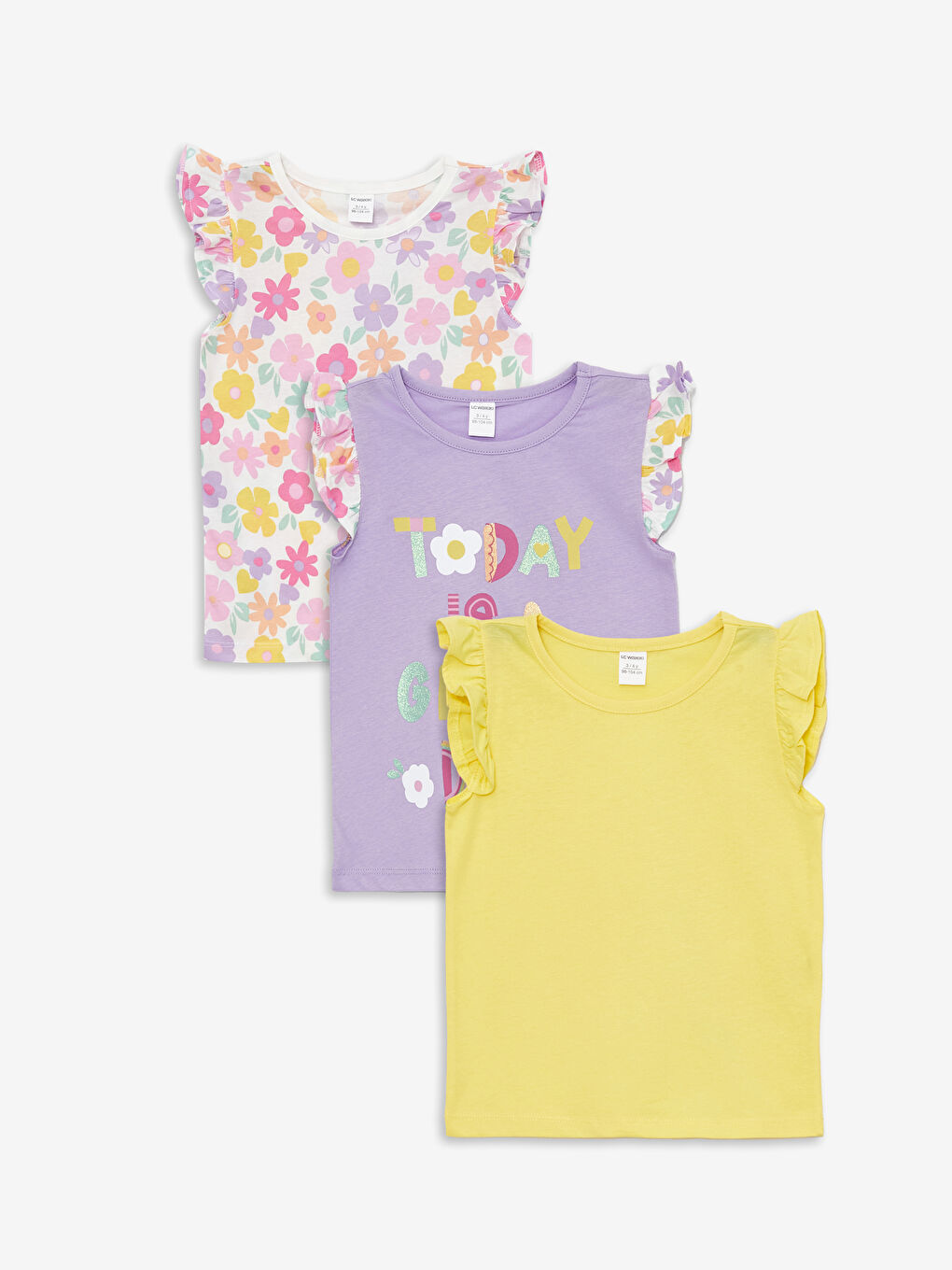Crew Neck Short Sleeve Printed Baby Girl T-Shirt 3 Pieces -S4MI71Z1-KLK