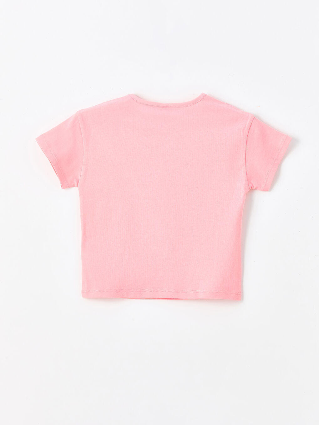 Pembe Baskılı Bisiklet Yaka Kısa Kollu Kız Bebek Tişört 2'li-2
