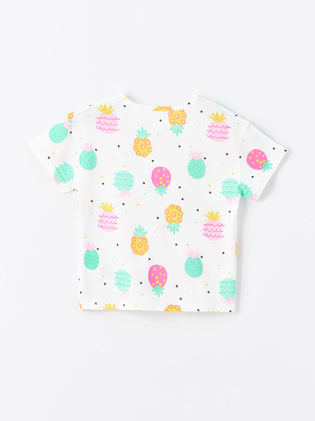 Pembe Baskılı Bisiklet Yaka Kısa Kollu Kız Bebek Tişört 2'li-4