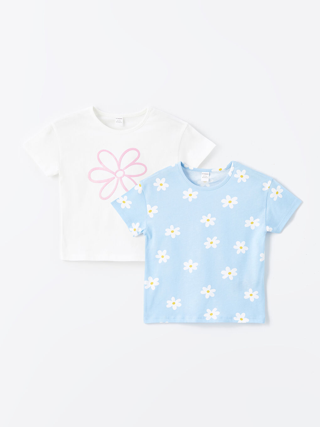 Crew Neck Short Sleeve Floral Baby Girl T-Shirt, Pack of 2