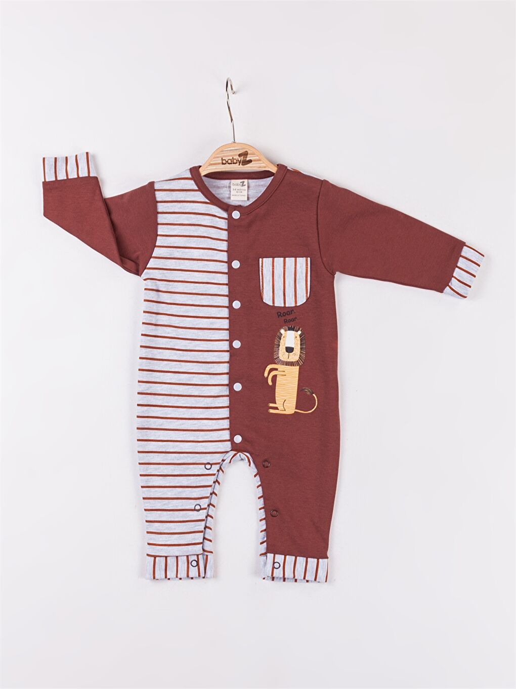 Babyzz Bordo Bisiklet Yaka Baskılı Erkek Bebek Tulum