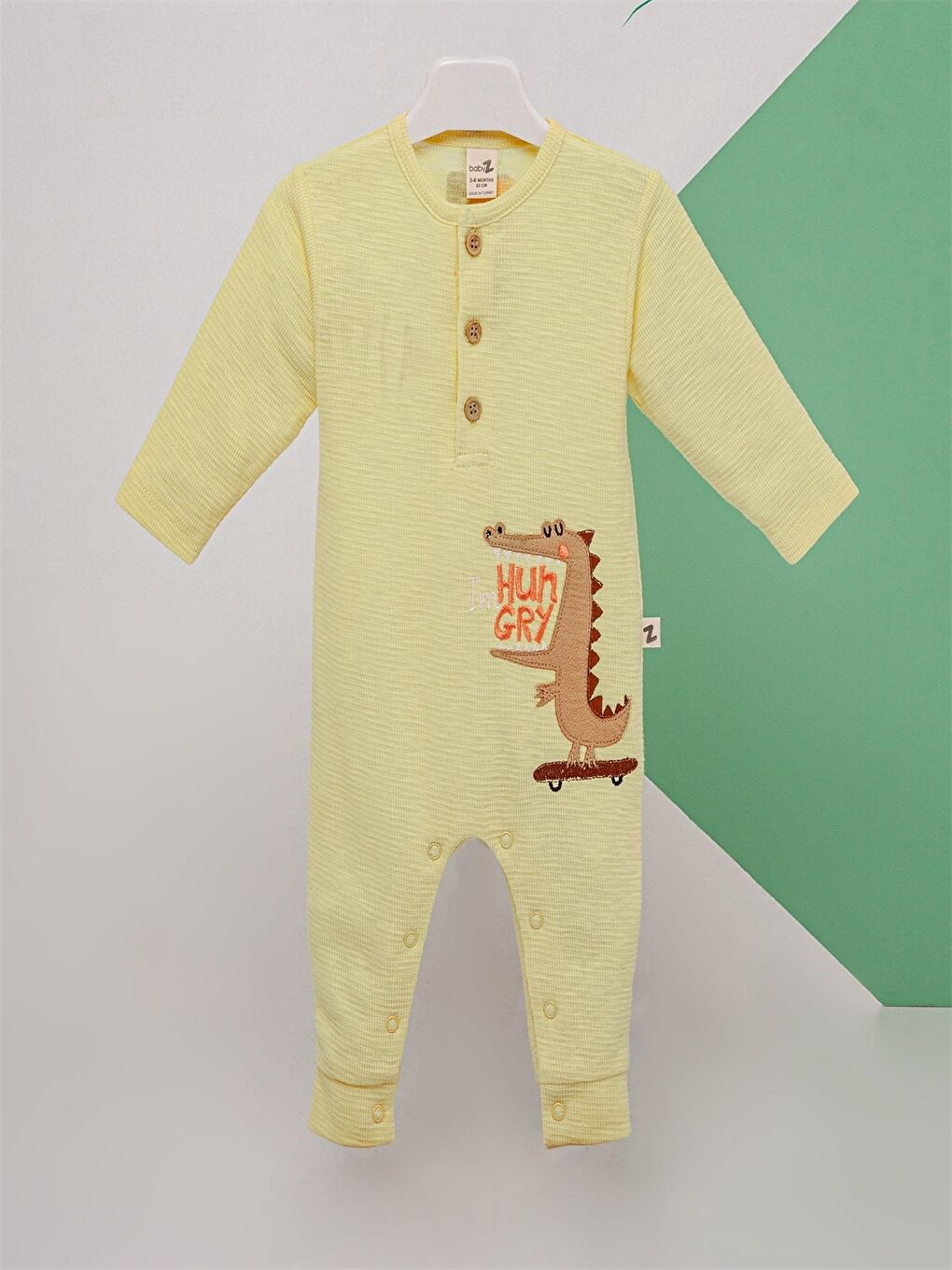 Sarı Bisiklet Yaka Baskılı Erkek Bebek Tulum