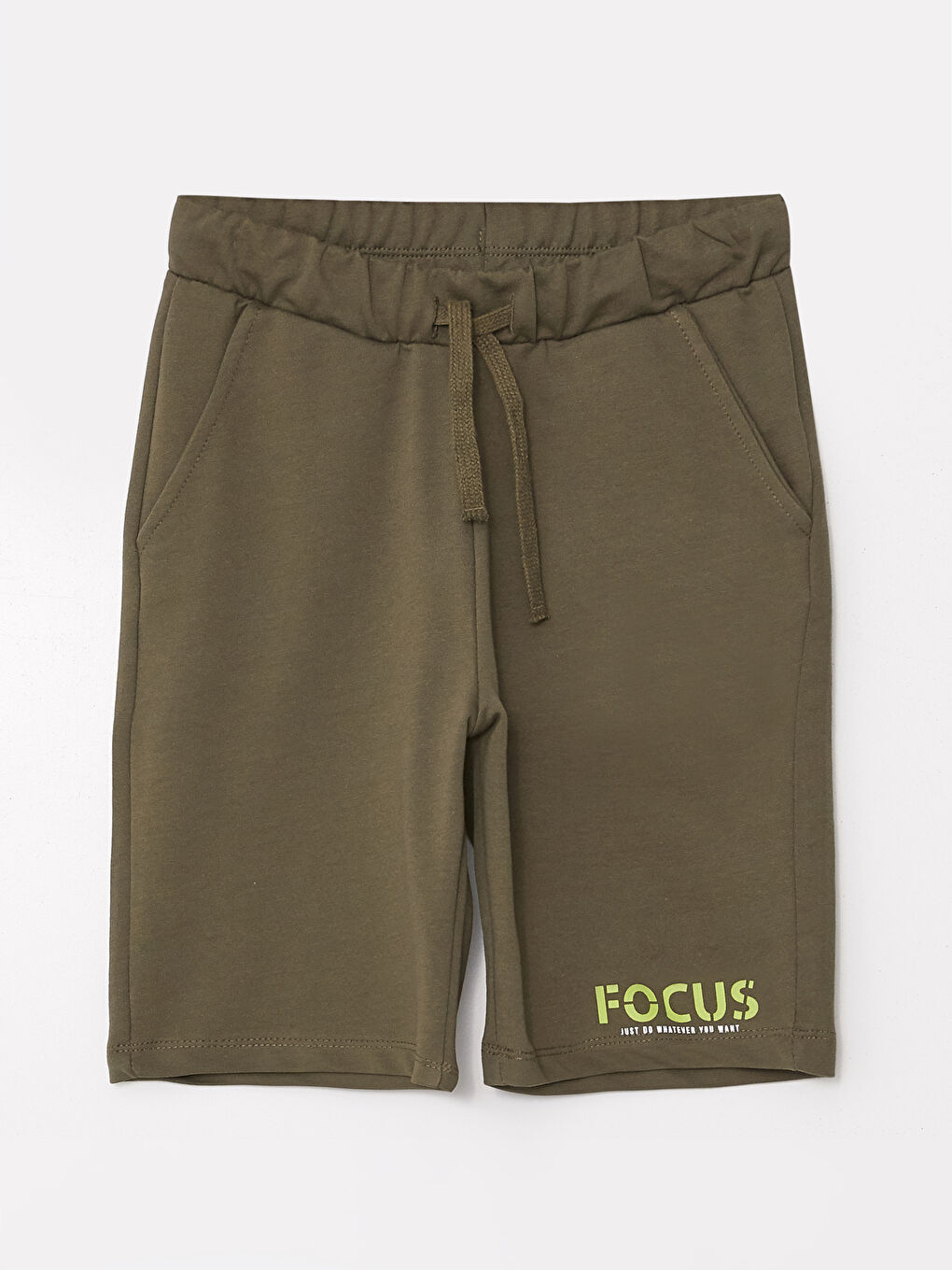 Haki Beli Lastikli Baskılı Erkek Çocuk Şort