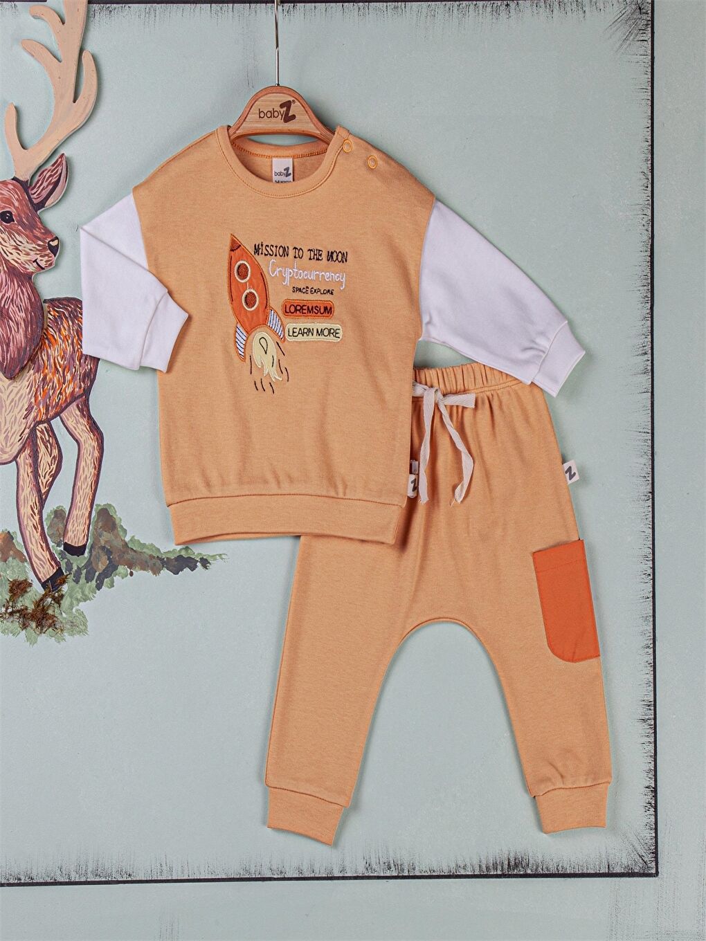 Turuncu Bisiklet Yaka Erkek Bebek Takım