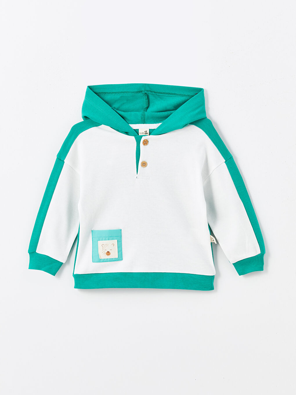 Yeşil Kapüşonlu Erkek Bebek Takım-1