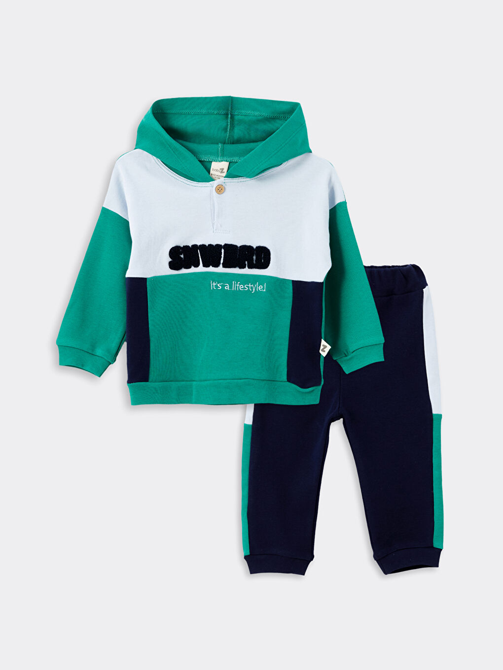 Yeşil Kapüşonlu Erkek Bebek Takım