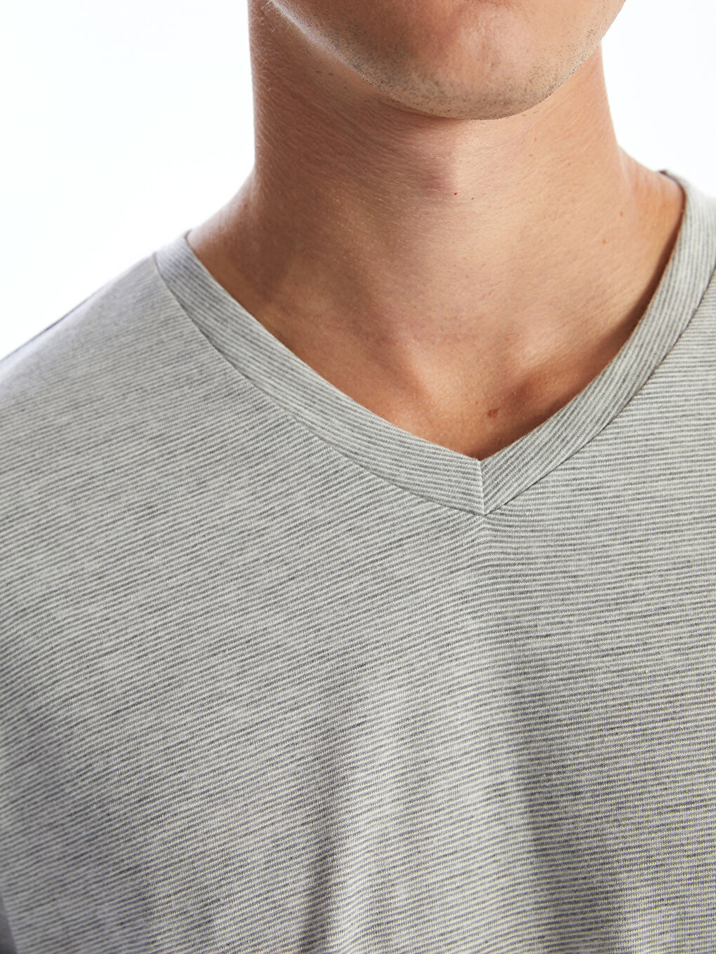 V Neck Short Sleeve Combed Cotton Men's T-shirt -S4MJ34Z8-LJX