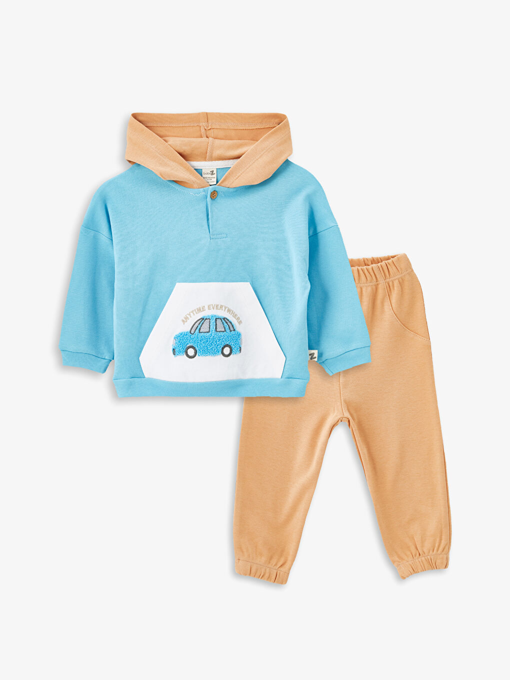 Turuncu Kapüşonlu Erkek Bebek Takım