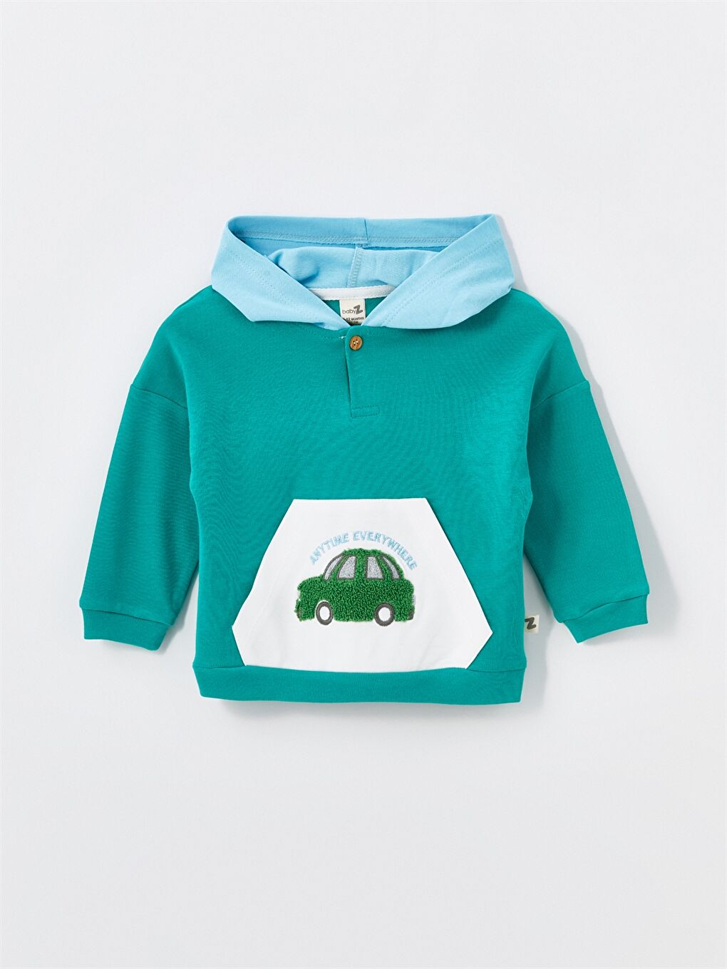 Turkuaz Kapüşonlu Erkek Bebek Takım