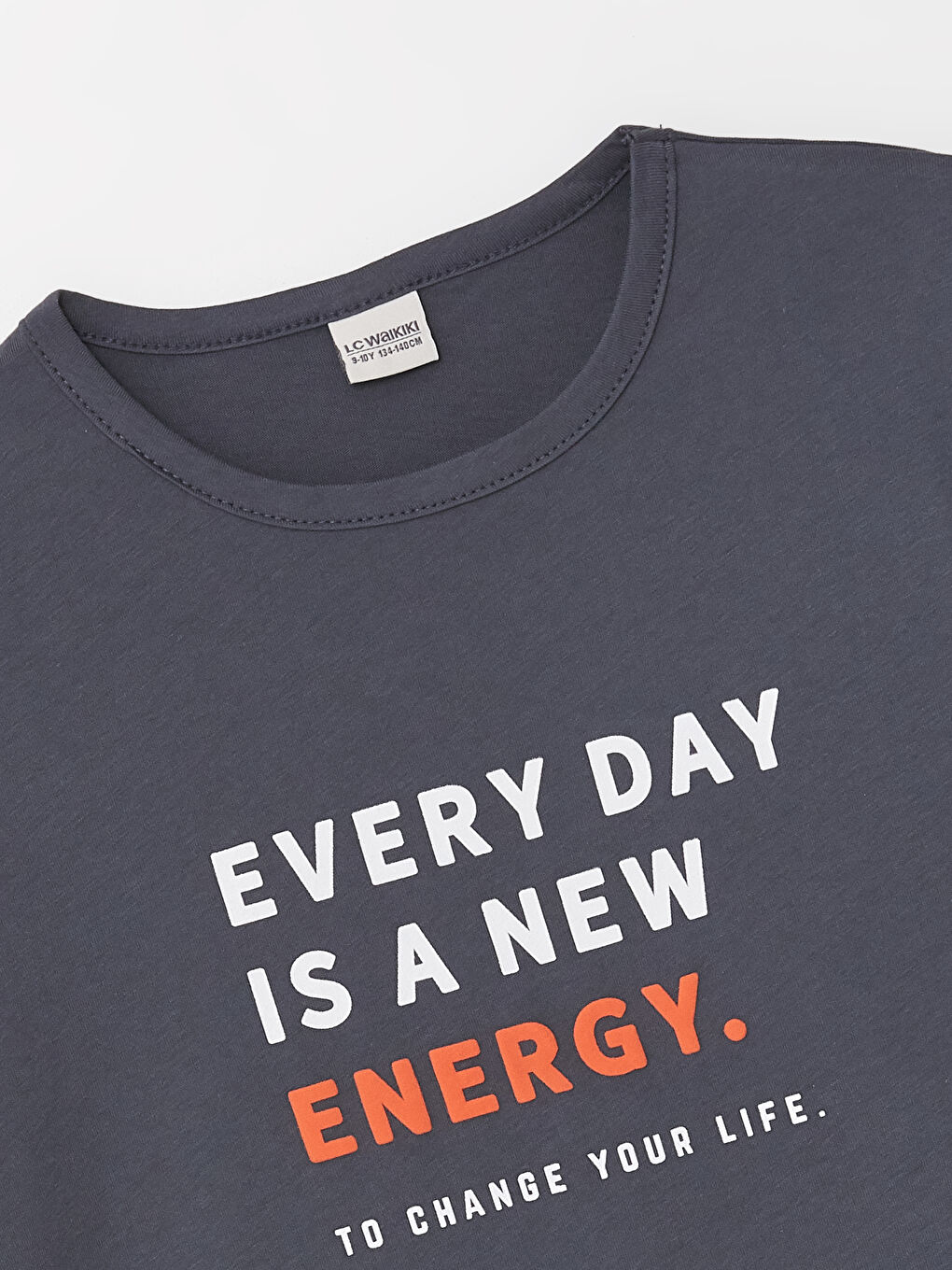 Antrasit Bisiklet Yaka Baskılı Kısa Kollu Erkek Çocuk Tişört-4