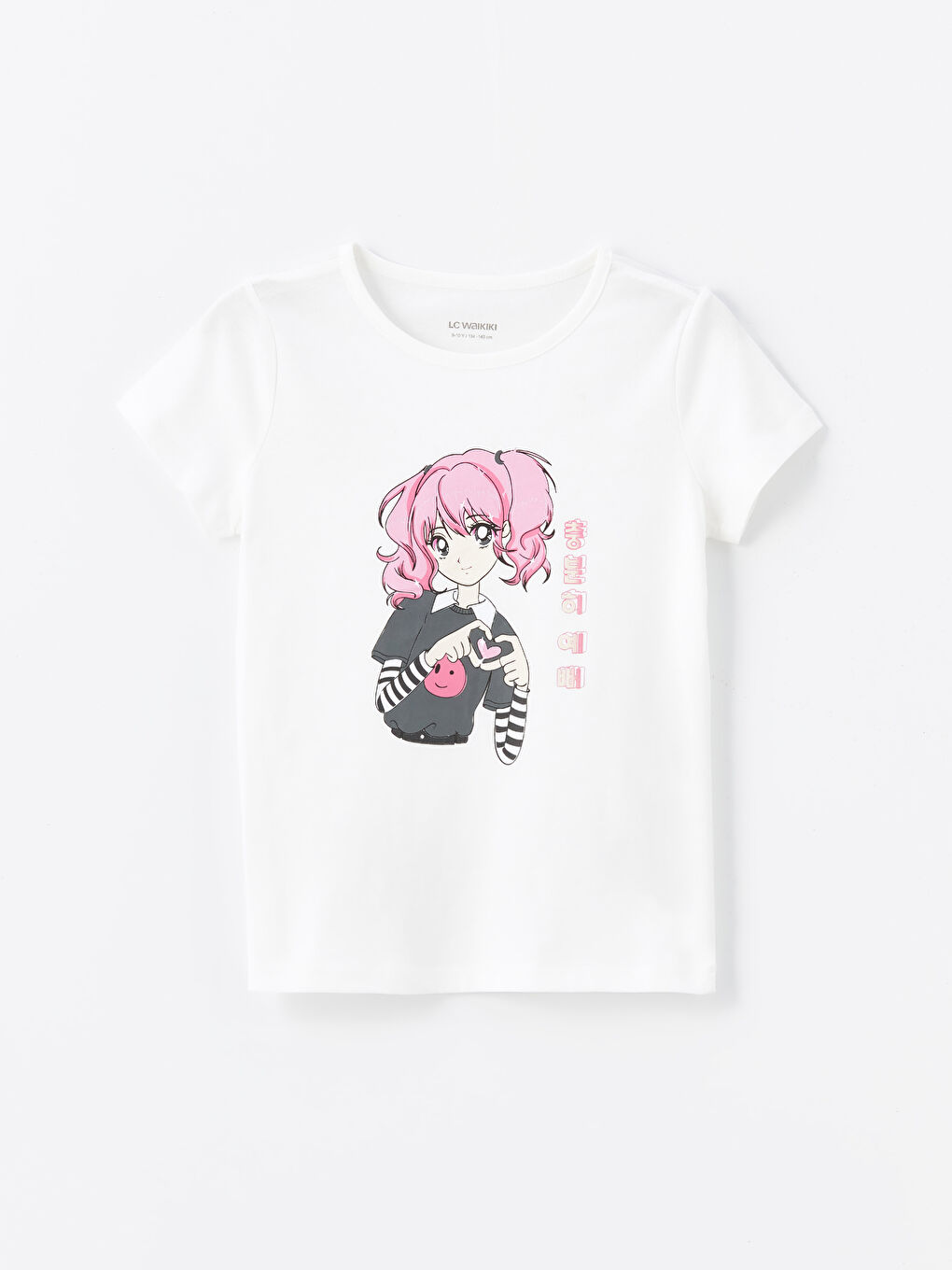Crew Neck Printed Short Sleeve Girls' T-Shirt -S4MJ66Z4-R9J